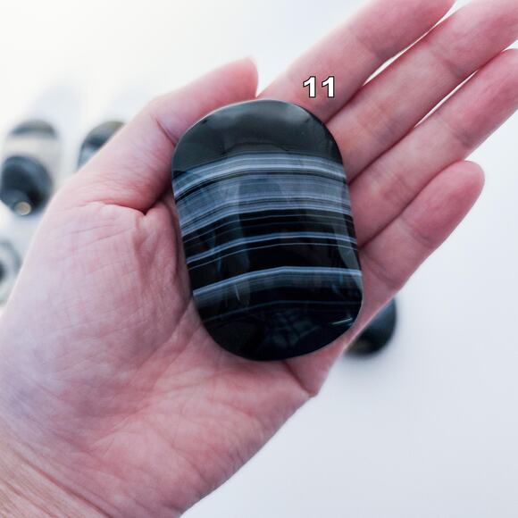 Black Agate Palm Stone Protection Crystal - Picture 9 of 10